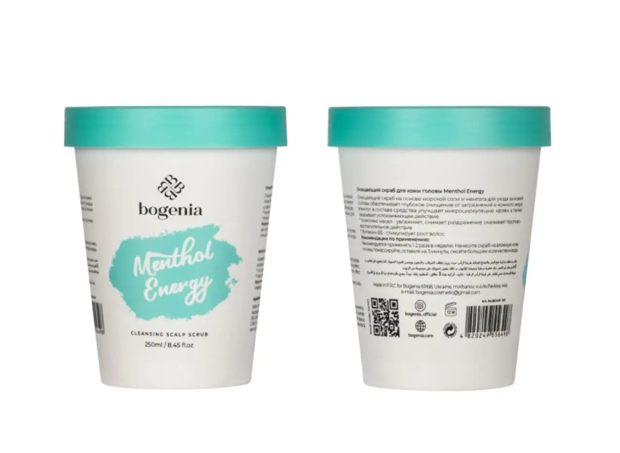 Скраб для шкіри голови Bogenia Cleansing Scalp Scrub - №1 Menthol Energy (250 ml), фото 1