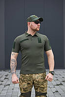 Тактическая футболка поло. Военная футболка потоотводная, мужское поло (Олива) S
