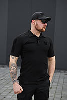 Тактическая футболка поло. Военная футболка потоотводная, мужское поло (Черный)