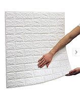 Самоклейна декоративна 3D панель під білу цеглу 700x770 3Д шпалери під цеглу, Стіновий декор