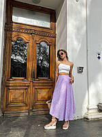 Женская юбка на запах летняя свободная с цветочным принтом на завязке длина миди