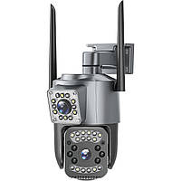 Двойная поворотная уличная WiFi камера видеонаблюдения uSafe OC-05DL-PTZ, с 2 объективами, 4 МП, 1080P