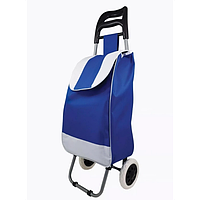 Тачка продуктовая на колесах Складная тележка хозяйственная сумка шоппер 30л Синий