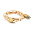 Магнітний кабель USB 2.0 / Micro, 1m, 2А, індикатор заряду, тканинна оплетка, знімач, Gold, Blister ( під