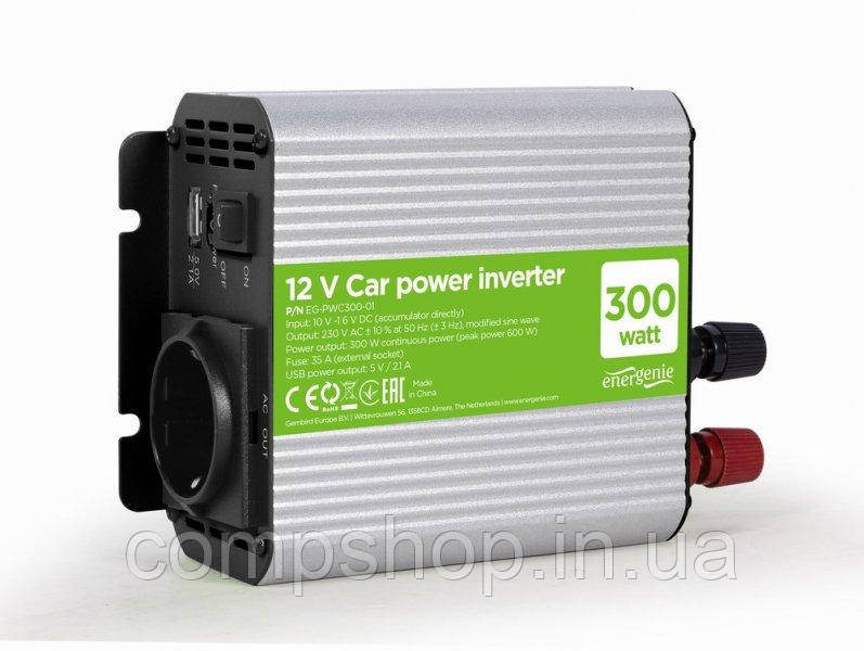 Автомобільний інвертор EnerGenie 300 W (EG-PWC300-01_) модифікована синусоїда (код 136489)