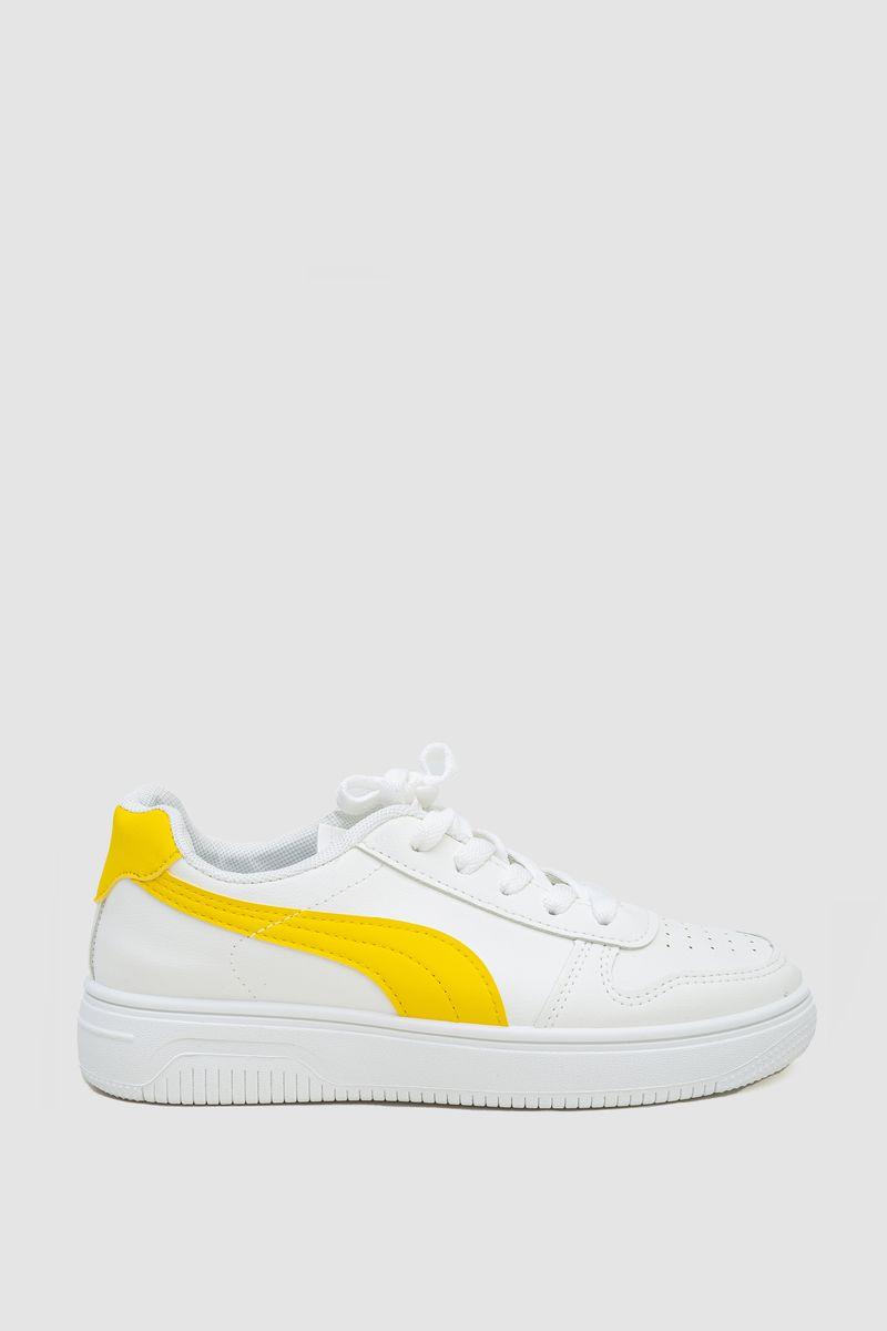 Кеди жіночі на шнурках, колір біло-жовтий, 248R151-22