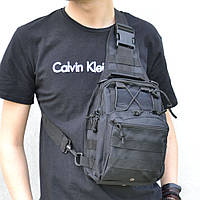 Нагрудная мужская сумка тактическая черная | Военный тактический рюкзак military | Рюкзак PT-284 для