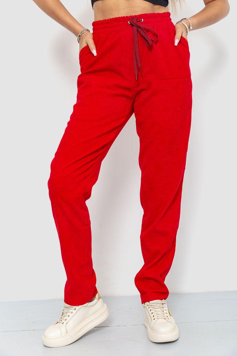Штани жіночі вельветові, колір червоний, 102R270 M, M, 46