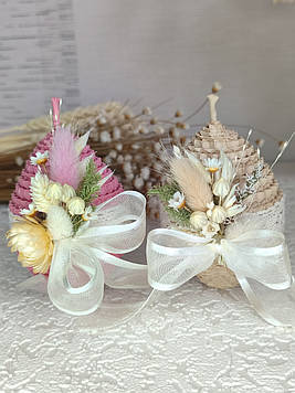 Подарунковий набір великодніх свічок у формі яйця із  вощини з декором