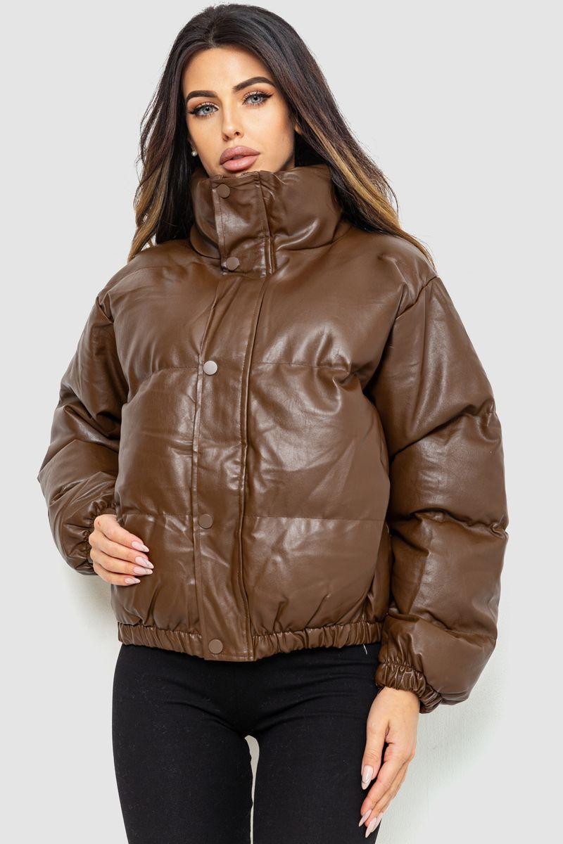 Куртка жіноча з екошкіри на синтепоні 129R075, колір Коричневий