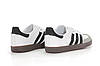 Жіночі кросівки Adidas Samba White Black (Білі) Кеди Адідас Самба повсякденні шкіра замша демісезон Унисекс, фото 7