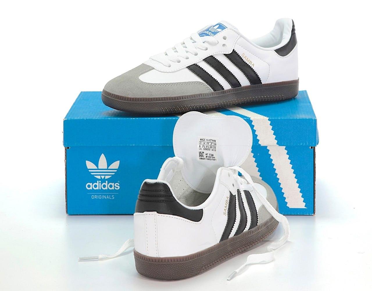 Жіночі кросівки Adidas Samba White Black (Білі) Кеди Адідас Самба повсякденні шкіра замша демісезон Унисекс, фото 1
