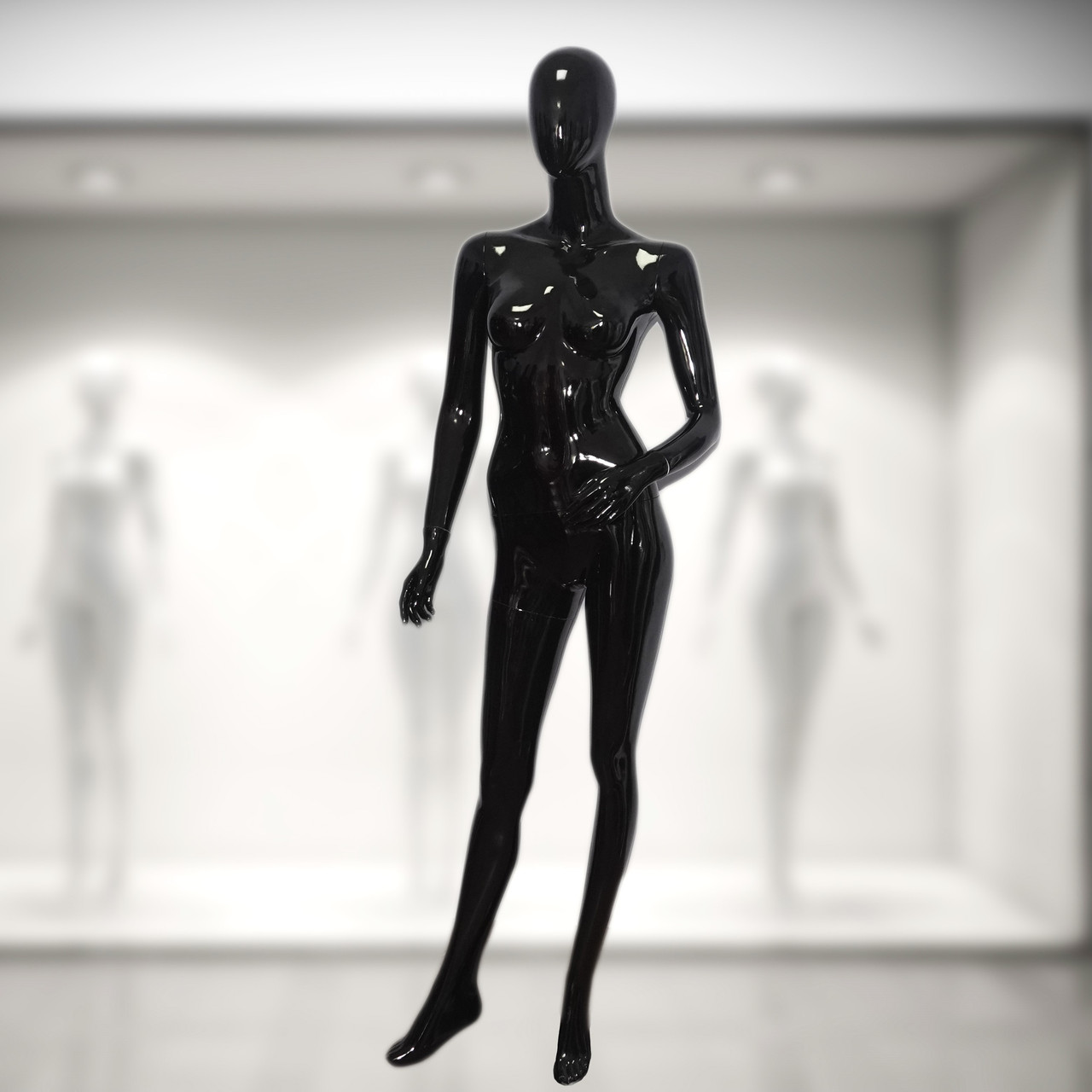 Манекен жіночий торговельний для одягу чорний лаковий ударостійкий (+Відео), фото 1