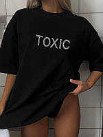 Женская популярная и трендовая футболка со стразами onesize s-xl кулир