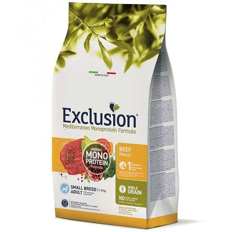 Повнораційний сухий корм Exclusion Adult Beef Small Breed для дорослих собак малих порід яловичина 2 кг