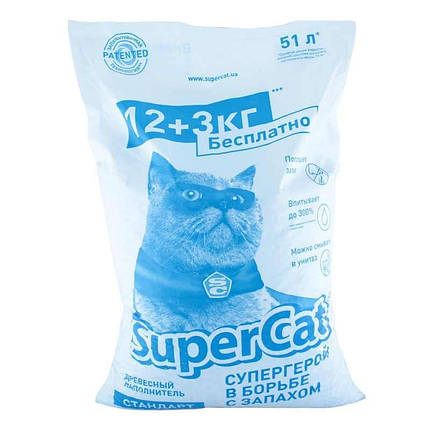 Super Cat (Супер Кет) Наповнювач дерева СТАНДАРТ 12+3 кг, фото 2