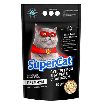 Super Cat (Супер Кет) Premium — Деревний наповнювач для котячих туалетів 3 кг, фото 2
