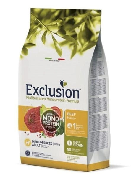 Повнораційний сухий корм Exclusion Adult Beef Medium Breed з яловичиною для дорослих собак середніх порід 12 кг