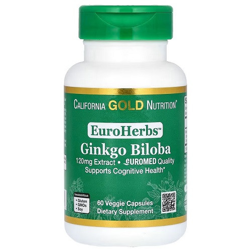 Добавка для судин мозку California Gold Nutrition Ginko Biloba 120 mg (60 капсул.)