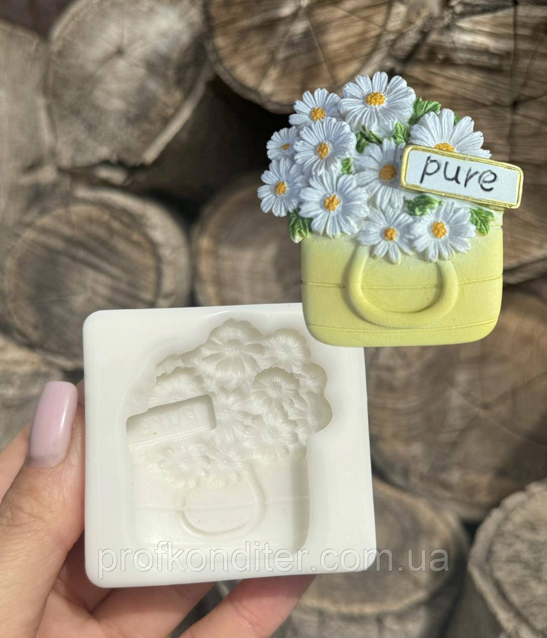 Ексклюзив. Силіконовий молд для шоколаду та ін "Сумочка з букетом", фото 1