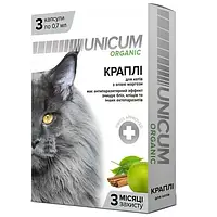 Капли Unicum Organic от блох и клещей для котов, 3 шт.