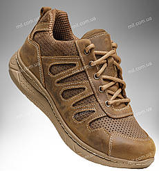 Літнє тактичне взуття з перфорованою шкірою / шкіряні військові кросівки на літо GENESIS Gen2 (coyote)
