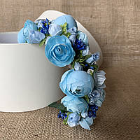 Обруч віночок український квіти під вишиванку блакитний