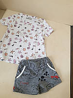 Летние спортивные хлопковые шорты с карманами для девочки Принт 92 98 104 110 116