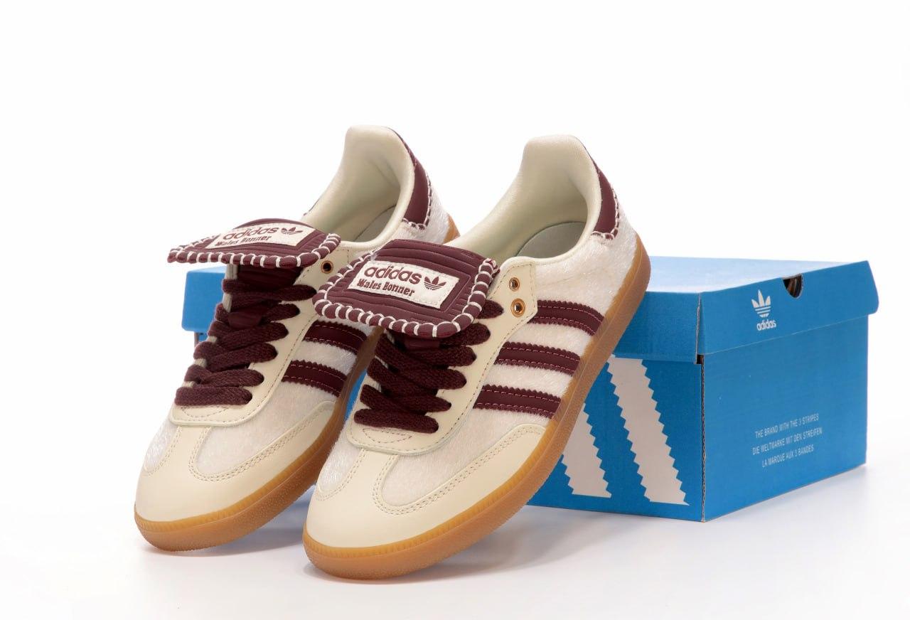 Жіночі кросівки Adidas Samba Wales Bonner (Бежеві) Кеди Адідас Самба повсякденні шкіра текстиль демісезон