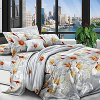 Семейный комплект постельного белья с двумя пододеяльниками (22672) Постельное белье с цветами