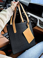 Удобная женская сумка через плечо из экокожи, вместительный шопер с короткими ручками + кошелек