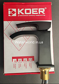 Латунний змішувач для умивальника koer KB-12007-05 чорного кольору з кріпленням на гайці