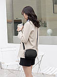 Дефект! Жіноча класична сумка крос-боді на ремінці на три відділи чорна, фото 6