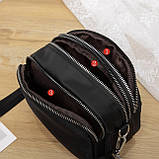 Дефект! Жіноча класична сумка крос-боді на ремінці на три відділи чорна, фото 7