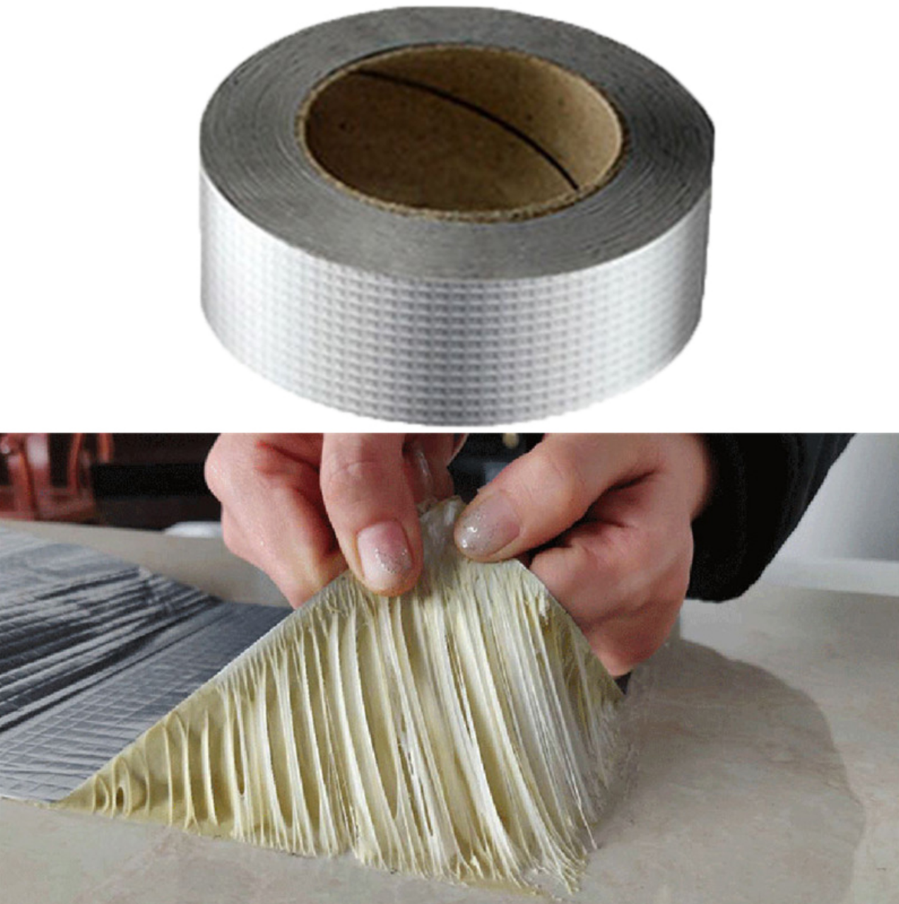 Водостійка клейка стрічка з алюмінієвої фольги та бутилового герметика 5 м х 200 мм