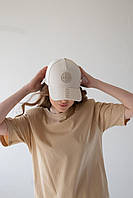 Женская молочная летняя бейсболка кепка ФОРХЕД с трипольским орнаментом «Трипольский круг» на застежке-липучке