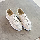 Шкіряні літні жіночі кеди бежевого кольору, фото 8