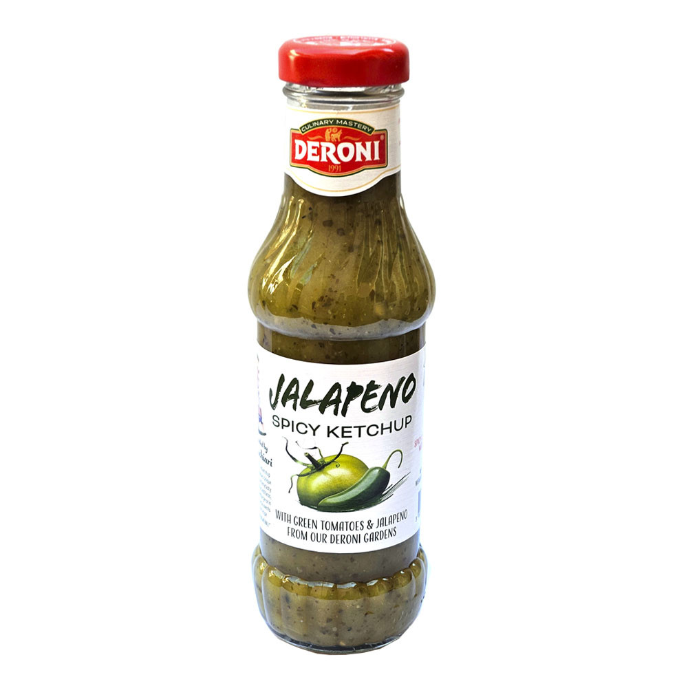Кетчуп пряний зелений халапеньо 320 грам Deroni Spicy Jalapeno Green Ketchup Deroni