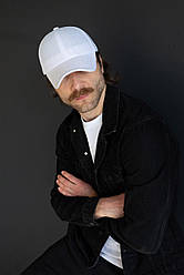 Чоловіча літня біла кепка бейсболка ТРАКЕР з котону з сіткою на застібці-липучці