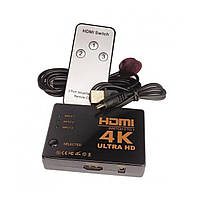 Активний HDMI switch 3 to 1 v1.4a перемикач 4K USB живлення, індикатор