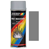 Термостійка фарба спрей світло-сіра матова Motip Heat Resistant Spray Grey 400мл