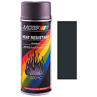 Термостойкая краска спрей черный антрацит матовая Motip Heat Resistant Spray Black Anthracite 400мл