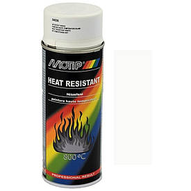 Термостійка фарба спрей біла матова Motip Heat Resistant Spray White 400мл