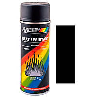 Термостойкая краска спрей черная матовая Motip Heat Resistant Spray Black 400мл