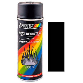 Термостійка фарба спрей чорна матова Motip Heat Resistant Spray Black 400мл