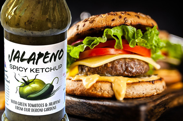 Кетчуп пряний зелений халапеньо 320 грам Deroni Spicy Jalapeno Green Ketchup Deroni Spicy Jalapeno Green Ketchup