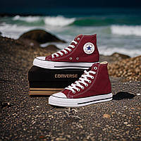 Высокие бордовые кеды converse all star 36-41 размера унисекс