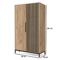 Платтяна шафа на ніжках S-1 Lamino 94 см дуб крафт і чорний з рейковим фасадом у сучасному стилі