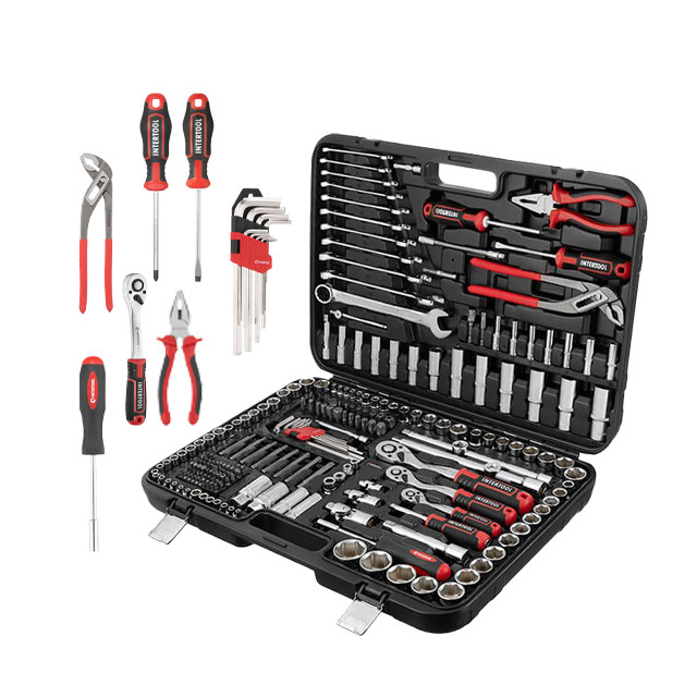 Набір інструментів 1/2"-3/8"-1/4", 4-32 мм, ключі 8-22 мм, біти, викрутки 233 од., Cr-V STORM INTERTOOL ET-8233, фото 1