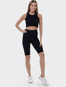 Однотонні велосипедки для фітнесу в рубчик, Велосипедки в рубчик із завищеною талією, Шорти велосипедки